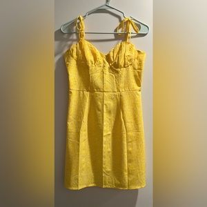 Shein sundress - yellow with white floral pattern, size small